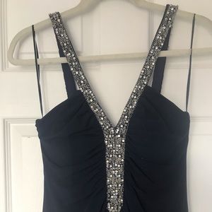 Floor length navy blue dress